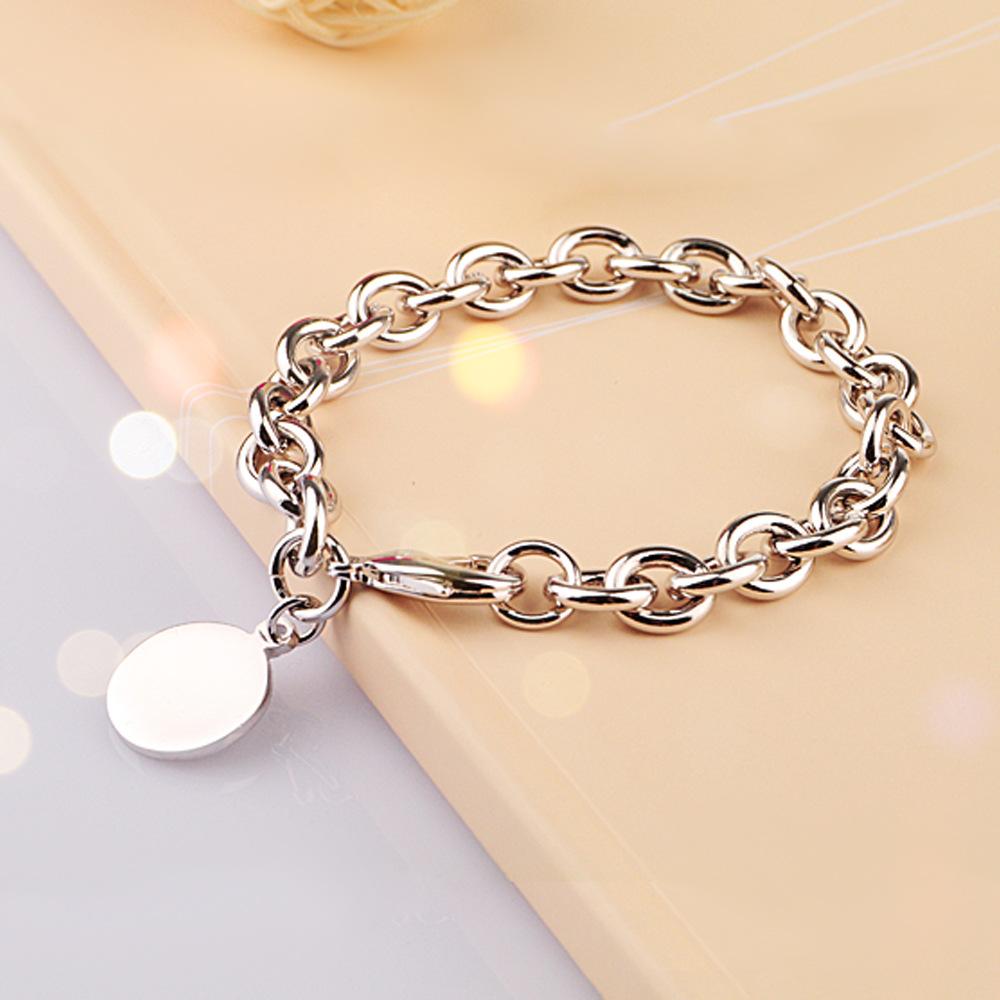 Круглый брендовый браслет Простой гальванизированный платиновый Универсальный женский серебряный ювелирный браслет