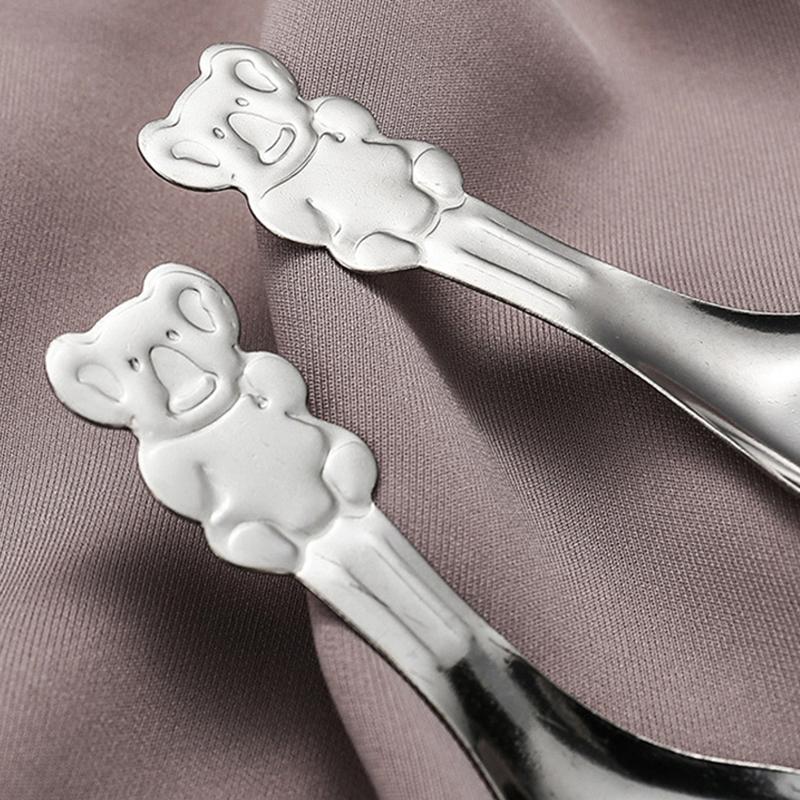 Нержавеющая сталь креативная милая коала мороженое десерт фруктовый совок плоский дно ложка для размешивания кофе чай столовые приборы ложка