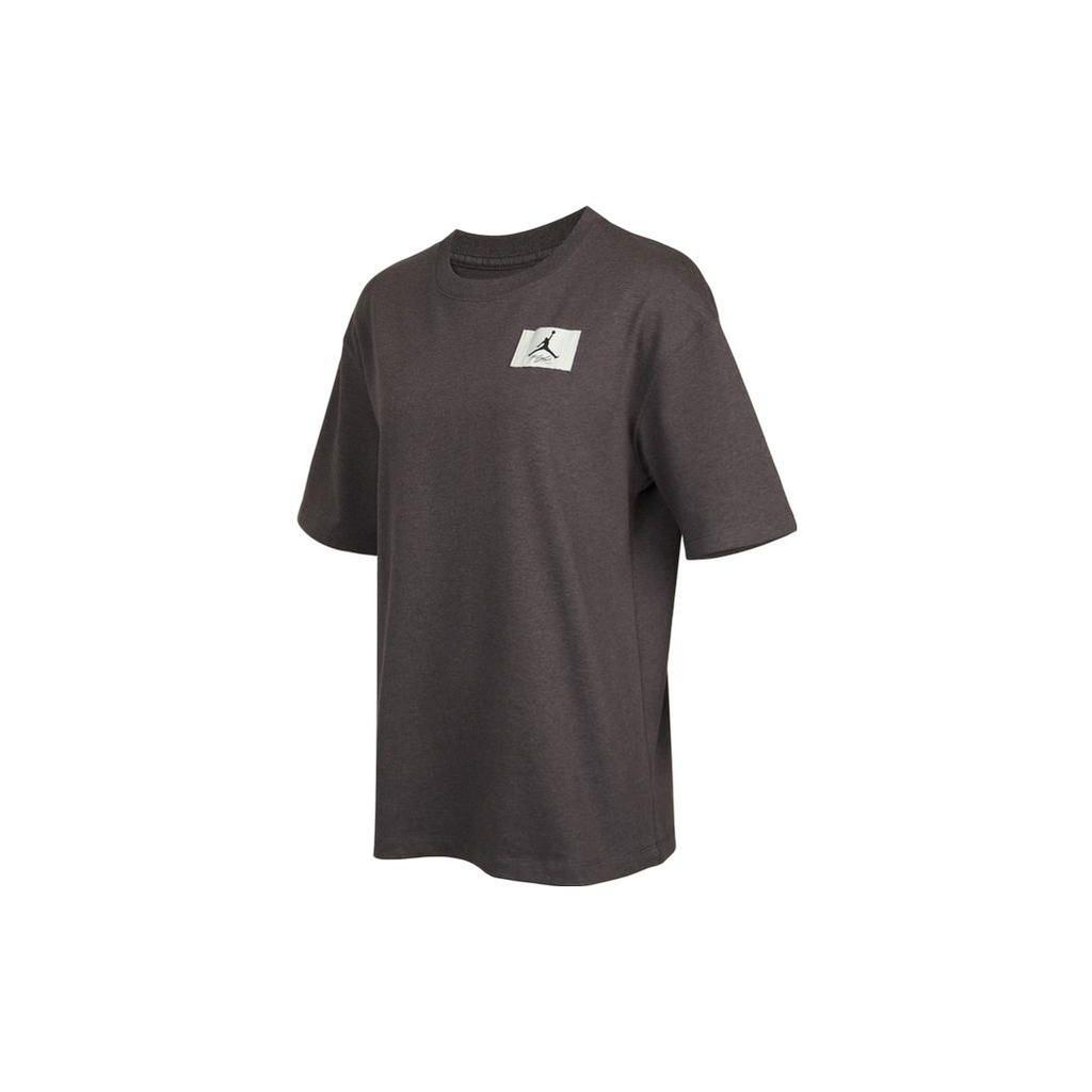 Jordan Футболка свободного покроя с круглым вырезом и сплошным логотипом, удобная, дышащая, свободная, с коротким рукавом, с заниженной линией плеч, женская, коричневая DD7058-082