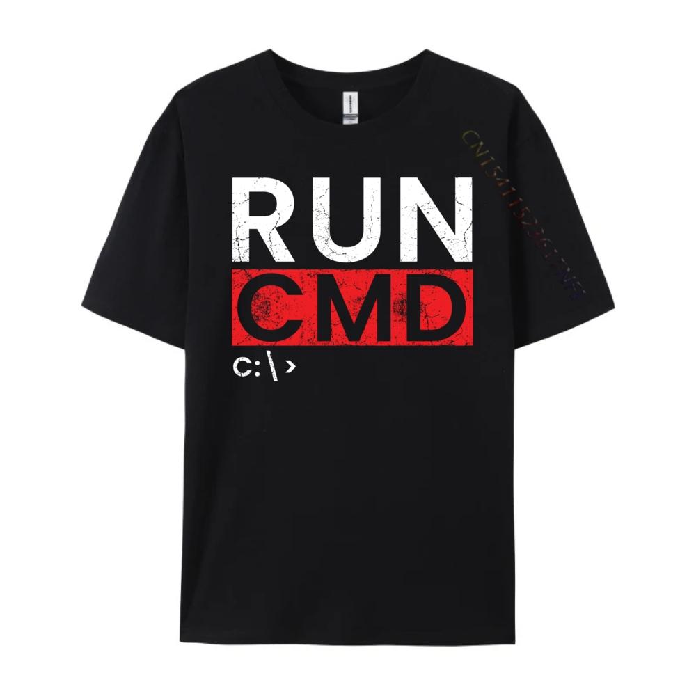 Run Cmd Programmer System Admin Computer Scientist Saying Harajuku Comfortable Camiseta Masculina National Flag Day