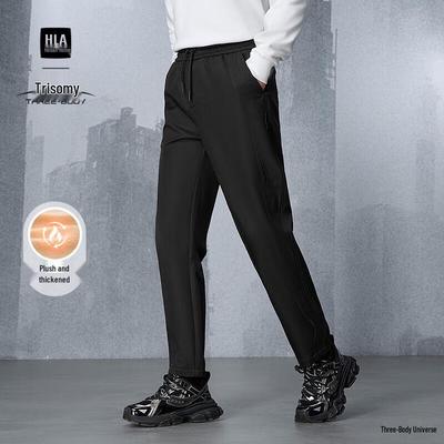 HLA Мужские зимние теплые повседневные брюки серии Three-Body с английским ЛОГОТИПОМ