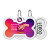ID Tag for Dogs and Cats Metal WAUDOG Smart ID with QR Passport, Drawing "Konotop Magic Troops", Bone, L 40 Mm, W 28 Mm