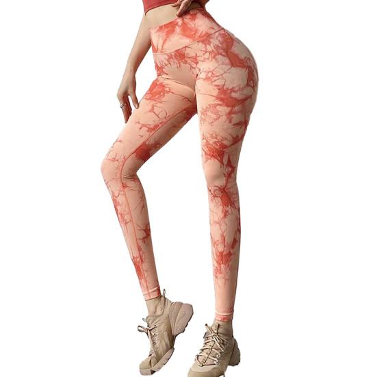 Seamless Tie Dye Print Gym Pants High Waist Tummy Control Yoga Tights Elastic Sports Leggings for Women Spandex
