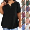 Fashion Plus Size Women's Casual Short-sleeved Round Neck Solid Color T-shirt