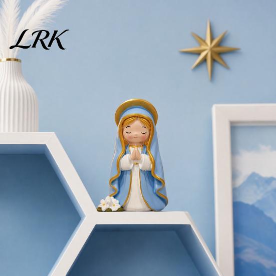 Яркая статуэтка девочки, милые смоляные фигурки, мини-фигурка молящейся, коллекционная, маленькие украшения для дома, офисного стола, декора спальни