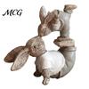Resin Ornament Parent Child Rabbit Statue, Rustic Ornament, Cute Rabbits Waterproof Garden Figurine for Yard Flower Bed Room Table Decor Outdoor