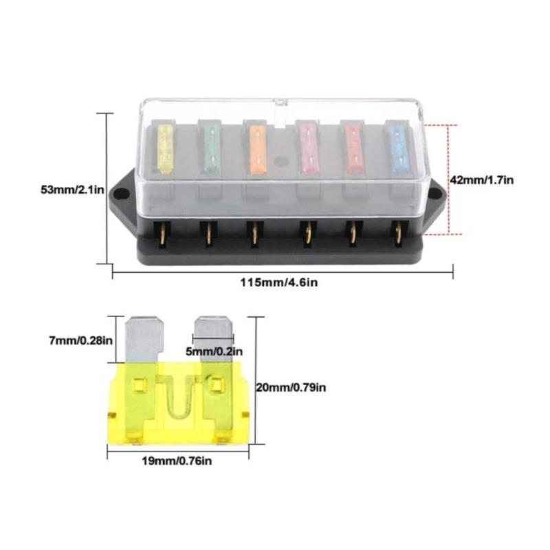 6 Way 12V/24V Circuit Standard ATO Blade Fuse Box DC Car Fuse Block Holder Fuses Fuse Holders1