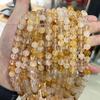 Huan Jing Jewelry 7a Натуральный Ледяной Желтый Рутиловый Кварц Круглые Бусины для Изготовления Браслетов Своими Руками