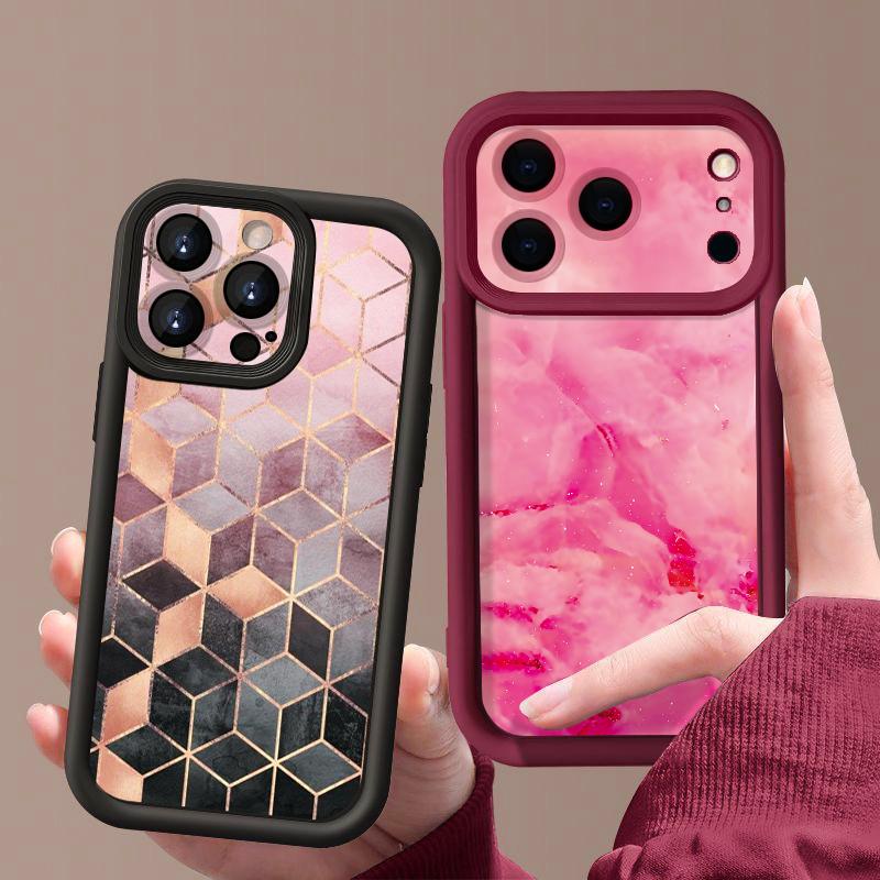 Геометрический мраморный чехол для iPhone 17 Pro Max Чехол iPhone 16 15 14 13 Pro Max 11 17e 16e Ударопрочный бампер Мягкий силиконовый чехол для телефона Чехлы