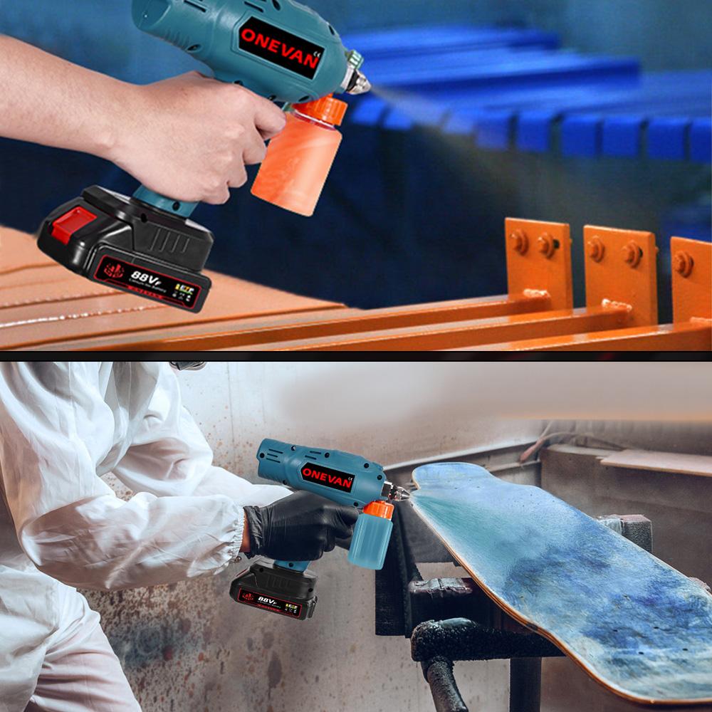 ONEVAN 100 мл электрический пистолет-распылитель беспроводной краскопульт аккумуляторная автоматическая мебель стальные электроинструменты для Makita 18 В 21 В аккумулятор