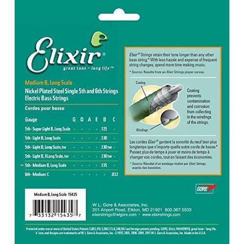 Corde de basse - ELIXIR - Heavy B - 0.135 - Durabilité 3 à 5 fois supérieure - Son brillant et puissant