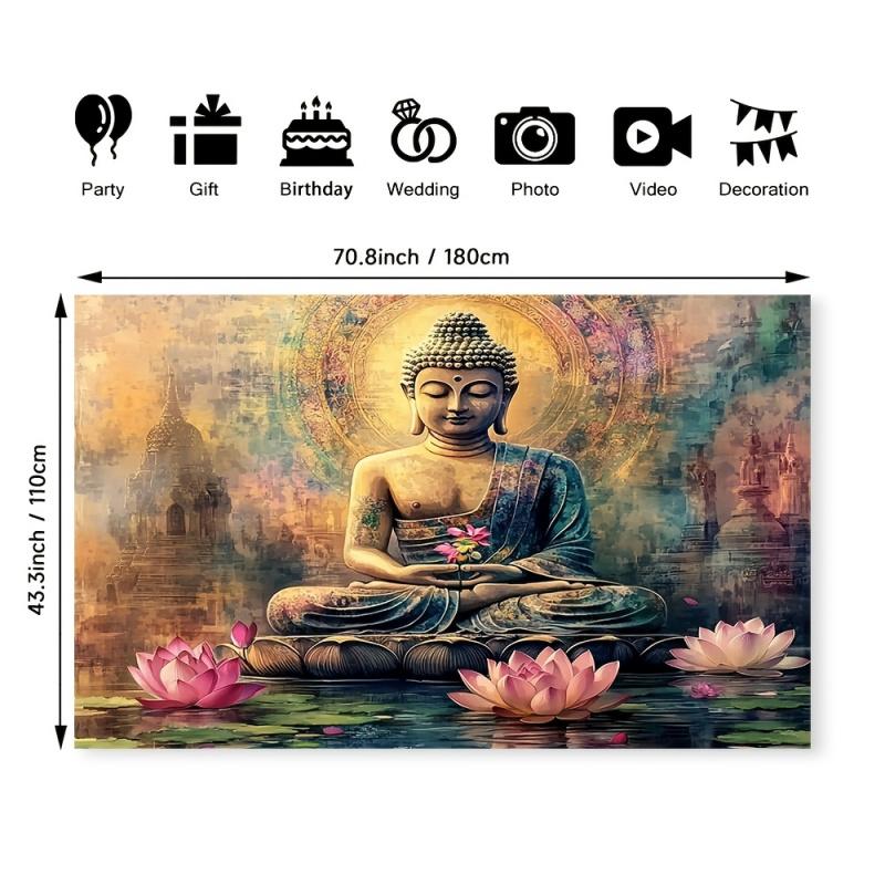 VIKAMA Serene Buddha Lake Scene Tapestry Stylish Wall Decor For Bedroom Meditation Nook Apartment Aesthetic Backdrop Home Decor