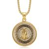 European and American Jewelry, Gold-plated Diamond Disc Prayer Hand Pendant Necklace