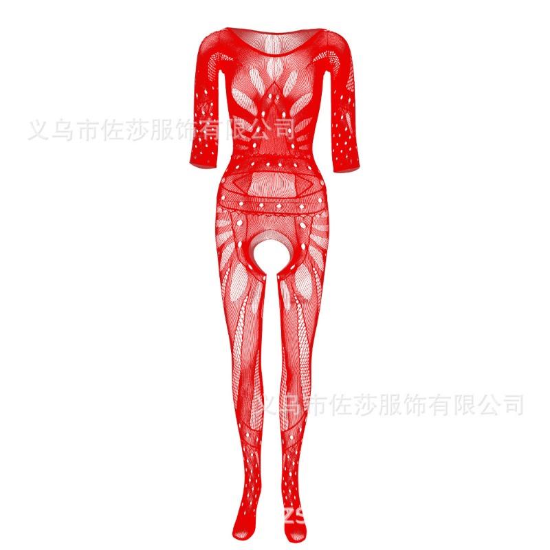 Sexy Underwear Quality One-piece Stockings Jacquard Sexy Hollow Long-sleeved Mesh Onesie