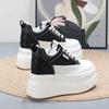 Fashion 10CM 12CM Synthetic Genuine Leather Spring Combat Autumn Ankle Platform Wedge Flats Chunky Sneakers Shoes Vulcanize Women