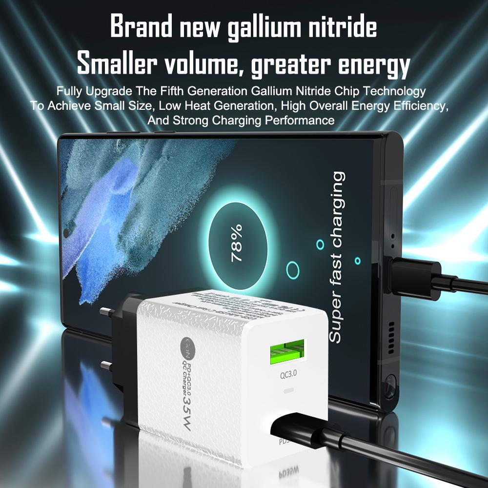 Gallium Nitride Super Fast Charger QC3.0+PD35W EU/UK/AU Plug