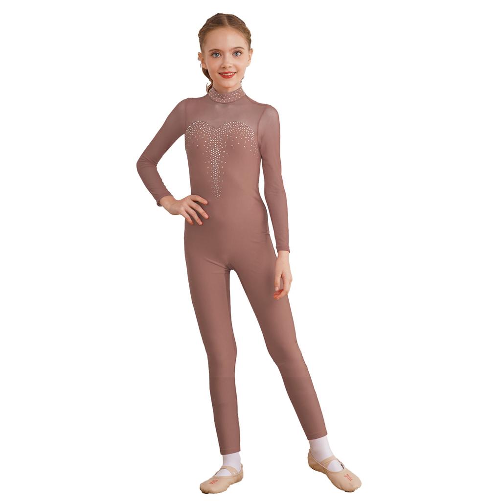 Kids Girls Long Sleeve Ballet Dance Gymnastics Leotard Jumpsuit Unitard Dancewear