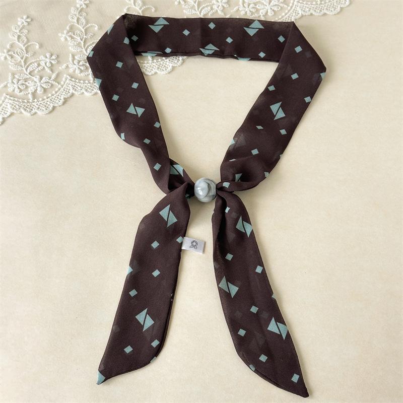 Spring and New Drawstring Scarf Retro High-end Women's Versatile Slim and Long Scarf Fashionable Clothing Accessories