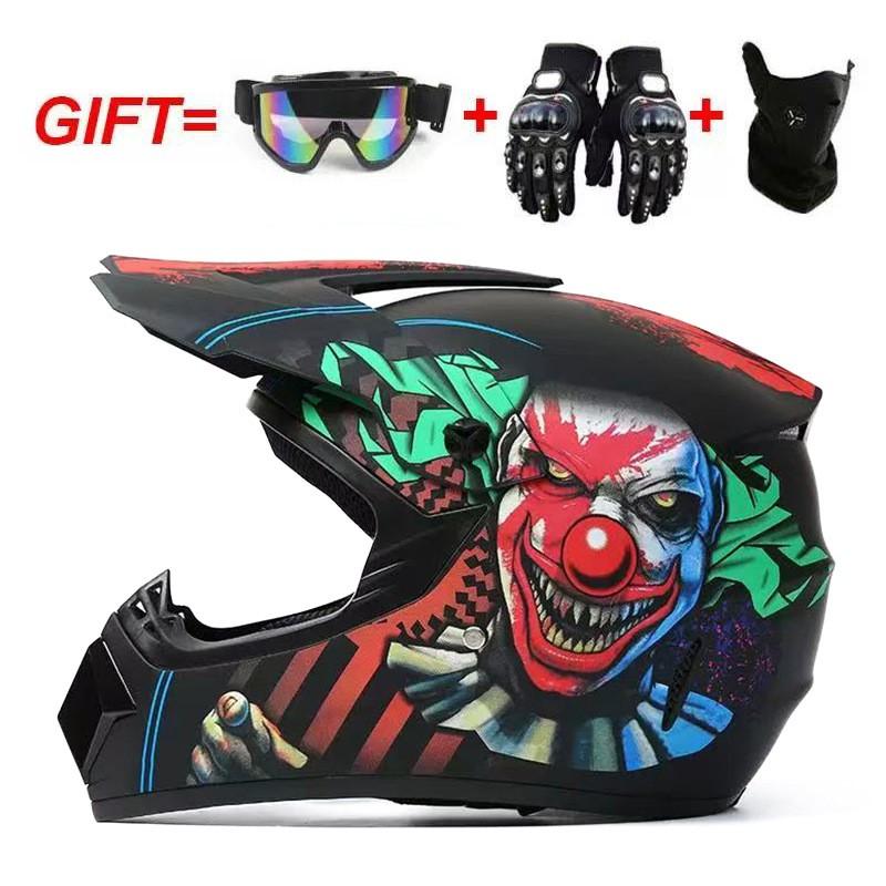 Full Face Motorcycle Helmet Off-Road ATV Dirt Bike Cycling With Visor Gloves Mask EPS Shell S M L XL