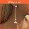 Sophisticated Geometric Pearl Earrings Gold Tassel Long Dangle Earrings For Women