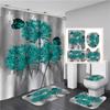 4 PCS Full Set Bathroom Set Shower Curtain Bath Non-Slip Floor Mat Carpet Home Bathroom