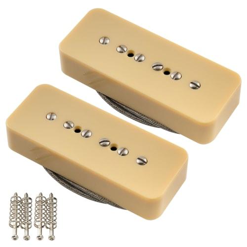 Musiclily Pro P90-BLA Звукосниматели P90 Soapbar Alnico 5, Одинарная катушка, Набор некового и бриджевого звукоснимателей для электрогитар, Крем