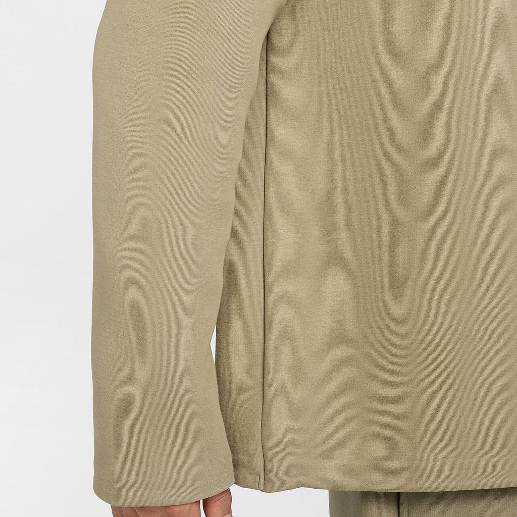 Nike Tech Fleece Переосмысленная Однотонная Свободного Кроя Рубашка-поло с Длинным Рукавом Мужские топы Оливково-зеленый FZ7571-276