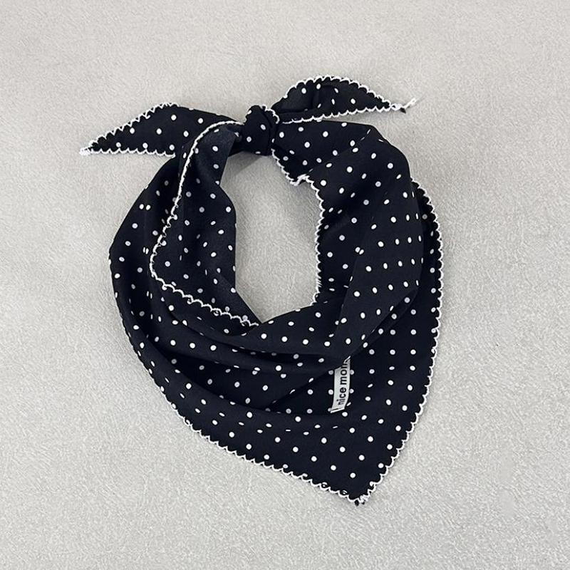 Neckerchief Sweet Polka Dot Headband Turban Korean Fresh Small Scarf Thin Striped Triangular Hair Band Girls