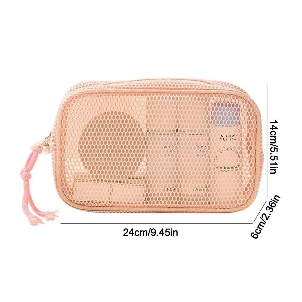 Breathable Mesh Portable Toiletry Pouch Large Capacity Coin Purse Wash Bags Toiletries Storage