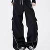 Брюки-карго Deeptown Y2k Vintage Streetwear, американские ретро-повседневные брюки High Street в полоску в стиле хип-хоп, свободные прямые брюки