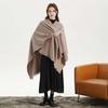 Women Autumn Winter Shawl Double Sides Solid Color Imitation Cashmere Shawl Versatile Scarf Shawl Cardigan