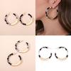Modern Street Style C-shaped Earrings In Black And White Alloy With Creative Design