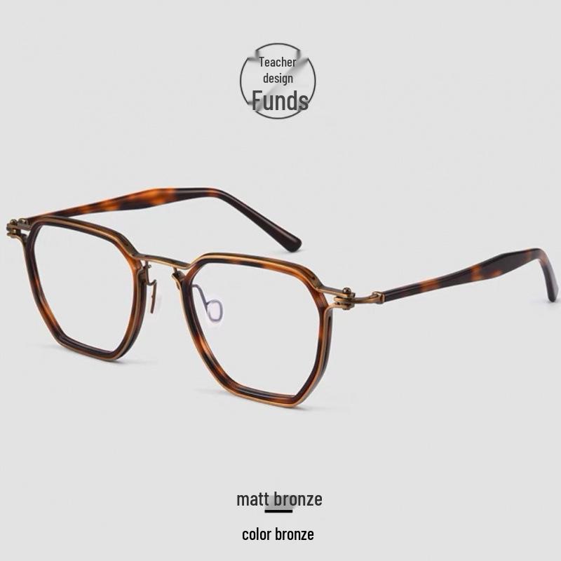 Мужская ретро оправа для очков из чистого титана 160 мм для широких лиц - Совместима с рецептурными линзами