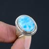 Заметное кольцо с натуральным драгоценным камнем Ларимар из стерлингового серебра 925 пробы с разделенным хвостовиком для женщин и девочек
