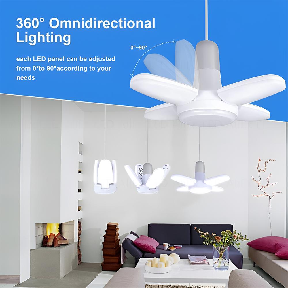 E27 LED Bulb Fan Blade Timing Lamp AC85-265V 28W Foldable Led Light Bulb Lampada For Home Ceiling Light