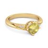 Lemon Qaurtz Classic Solitaire with Accent CZ Ring - 925 Sterling Silver Gold Vermeil