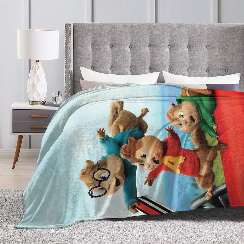 A-Alvin and the Chipmunks Movie Blanket Cover Flannel Warm Throw Blankets for Bed Bed Rug
