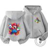 Children's Mario Zipper Hoodie with Retro Game Print, Suitable for Outdoor Casual Style, Comfortable and Affordable Street Wear