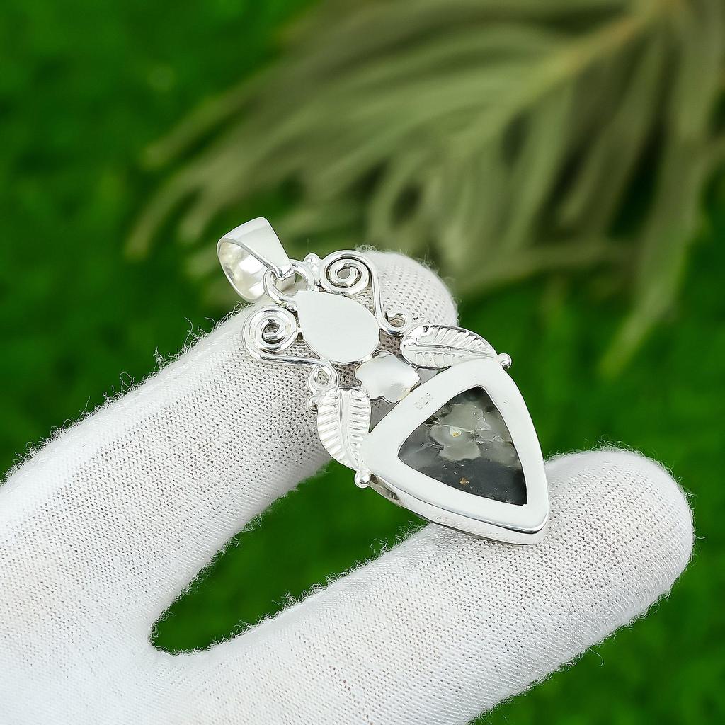 Mothers day Deal Sterling Silver Pear Ocean Jasper Stone Sister Pendant Jewelry