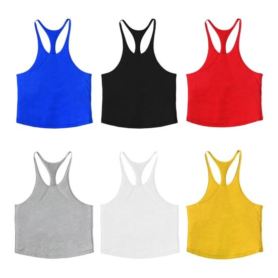 Мужской однотонный спортивный жилет с круглым вырезом без рукавов, дизайн с гоночной спиной, жилет для бодибилдинга и фитнеса, топы на бретельках