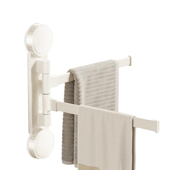 Towel Rack with Extended Pole 180-Degree Rotation Suction Cup Design Quick Installation Multi-Purpose Holder Wall Mounted Towel Hanger