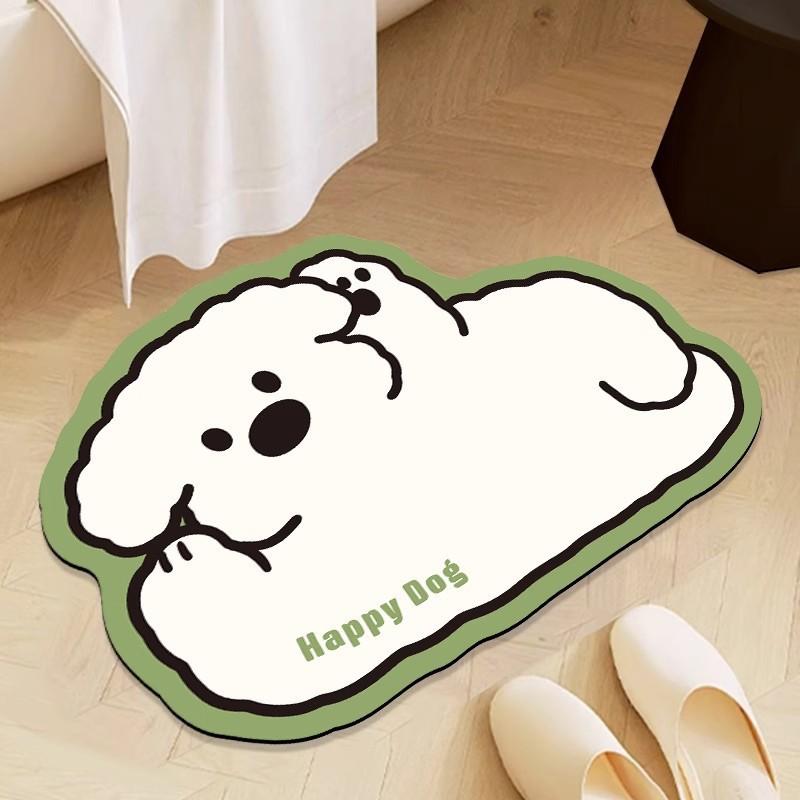 Милый коврик для ванной комнаты с животными, дверь в ванную комнату, диатомовая грязь, противоскользящий, впитывающий и грязный, мультяшный милый противоскользящий коврик для ног
