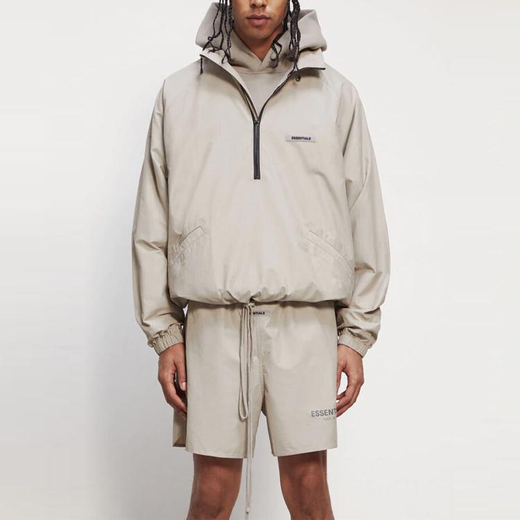 Fear of God Essentials Трек-пуловер с молнией до середины, цвет мох, унисекс, верхняя одежда, кремовый 0202-25050-0026-245
