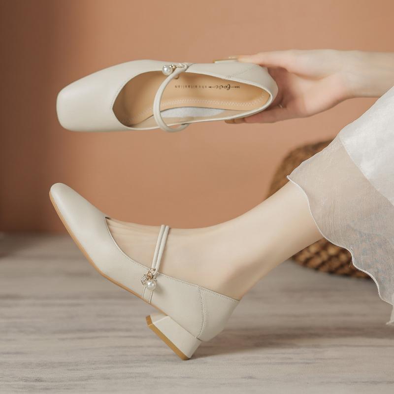 Новые китайские женские туфли ципао ханфу Мэри Джейн французский темперамент на низком каблуке простые маленькие кожаные туфли с юбкой пригородные туфли мягкие