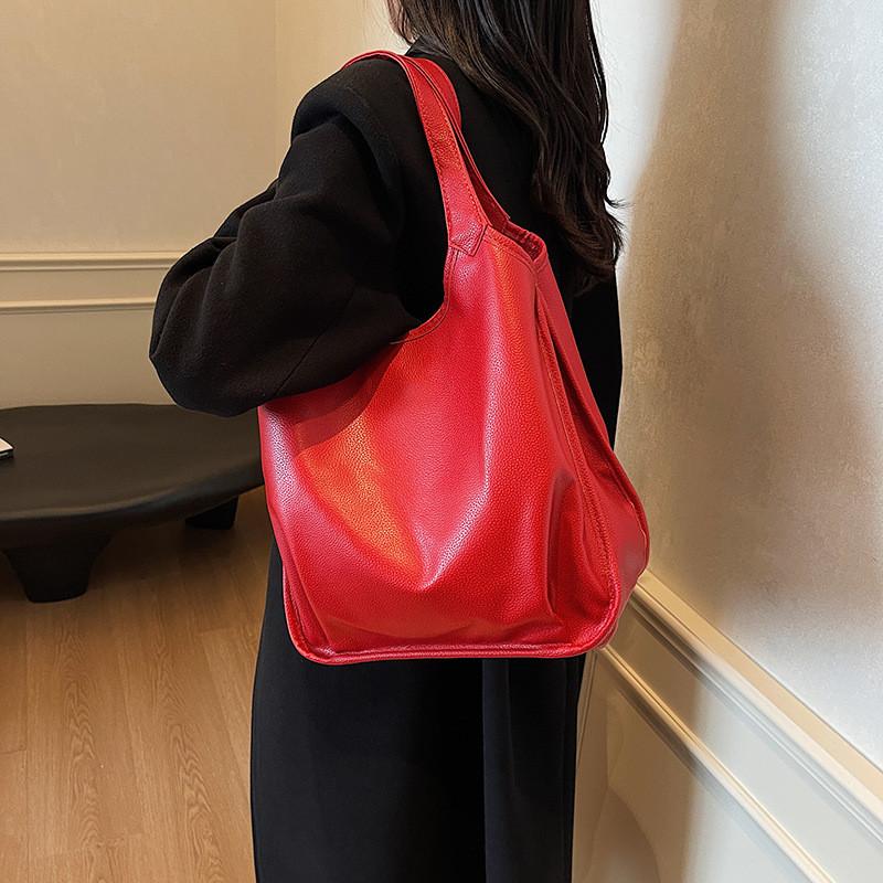 Color Solid Elegant Pu Inner Pocket Comfortable Double Straps Women Travel Bags