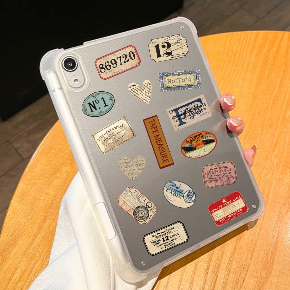 60Pcs Retro Sealing Labels Tag Stickers Vintage Vinyl Decals Diy Wall Diary Suitcase Scrapbook Phone Motorbike Graffiti Sticker