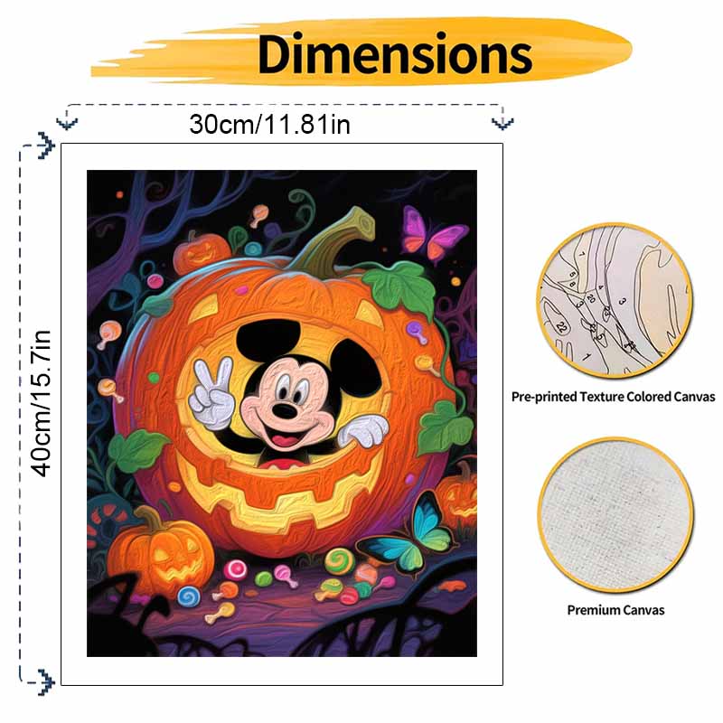 Disney oil painting painting art kit Mickey Mouse pumpkin candy butterfly handmade painting diy home decoration