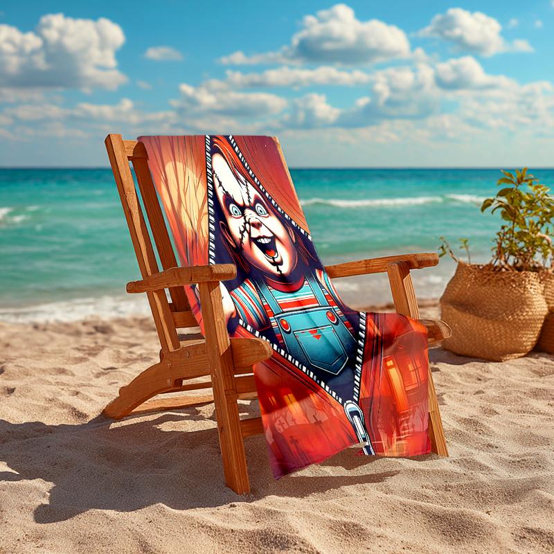 1Pc Horror Movie Poster Beach Towel, Quick Dry, Multi-Use for Beach Pool Gym Yoga Home Travel, Christmas, Halloween, Xmas Gift M929269