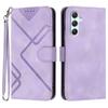 For Samsung Galaxy A34 5G Wallet Case Line Imprinted PU Leather Phone Cover with Strap