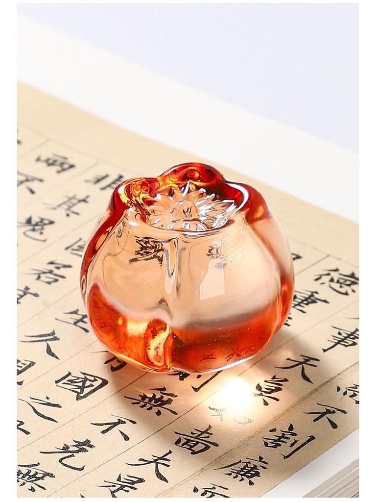 Хрустальный пресс-папье и линейка 'Цветок груши': Элегантный декор для каллиграфии, живописи и милого чайного питомца.